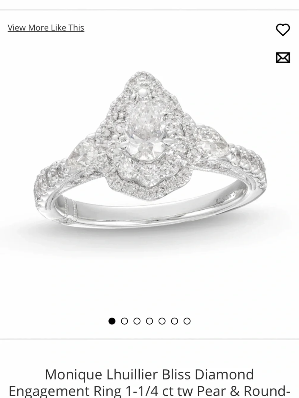 Monique Lhuillier Bliss Diamond Engagement Ring 1-1/4 ct tw Pear & Round-cut 18K